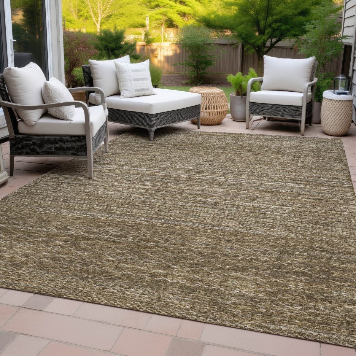 Addison Chantille ACN2150 Stripes Machine Made Transitional Chocolate Rug