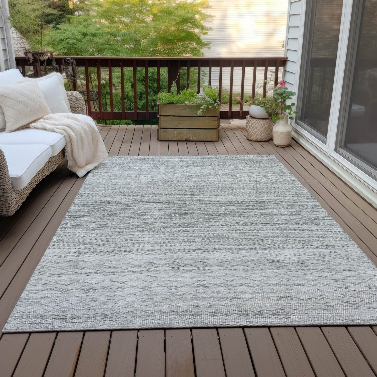 Addison Chantille ACN2150 Stripes Machine Made Transitional Gray Rug