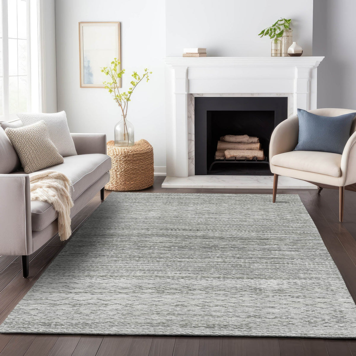 Addison Chantille ACN2150 Stripes Machine Made Transitional Gray Rug