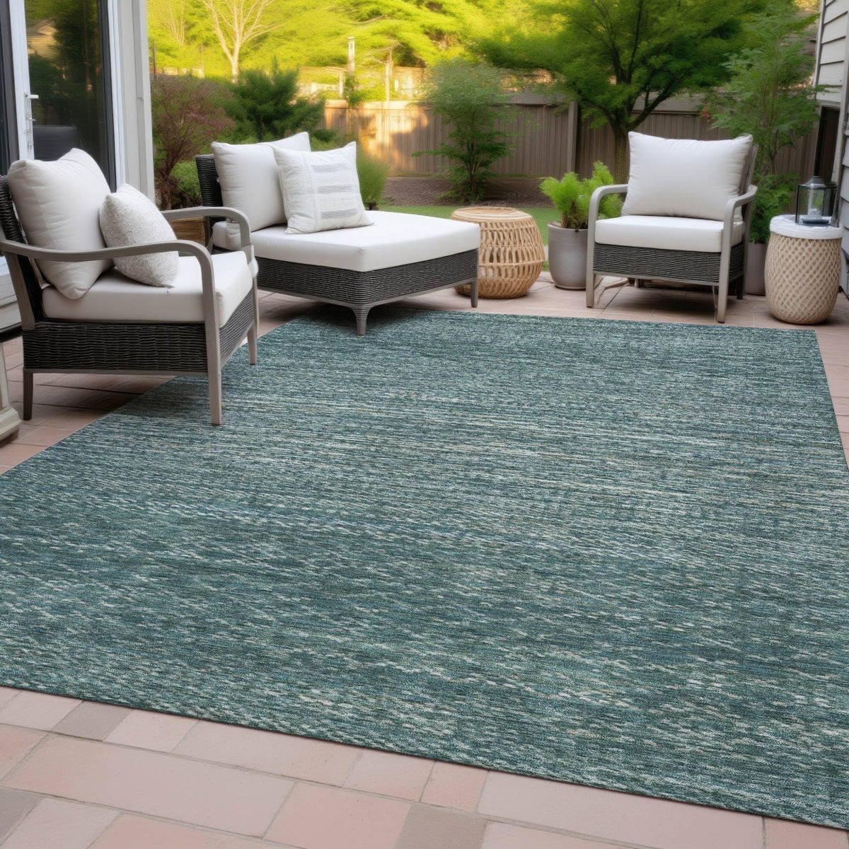 Addison Chantille ACN2150 Stripes Machine Made Transitional Teal Rug
