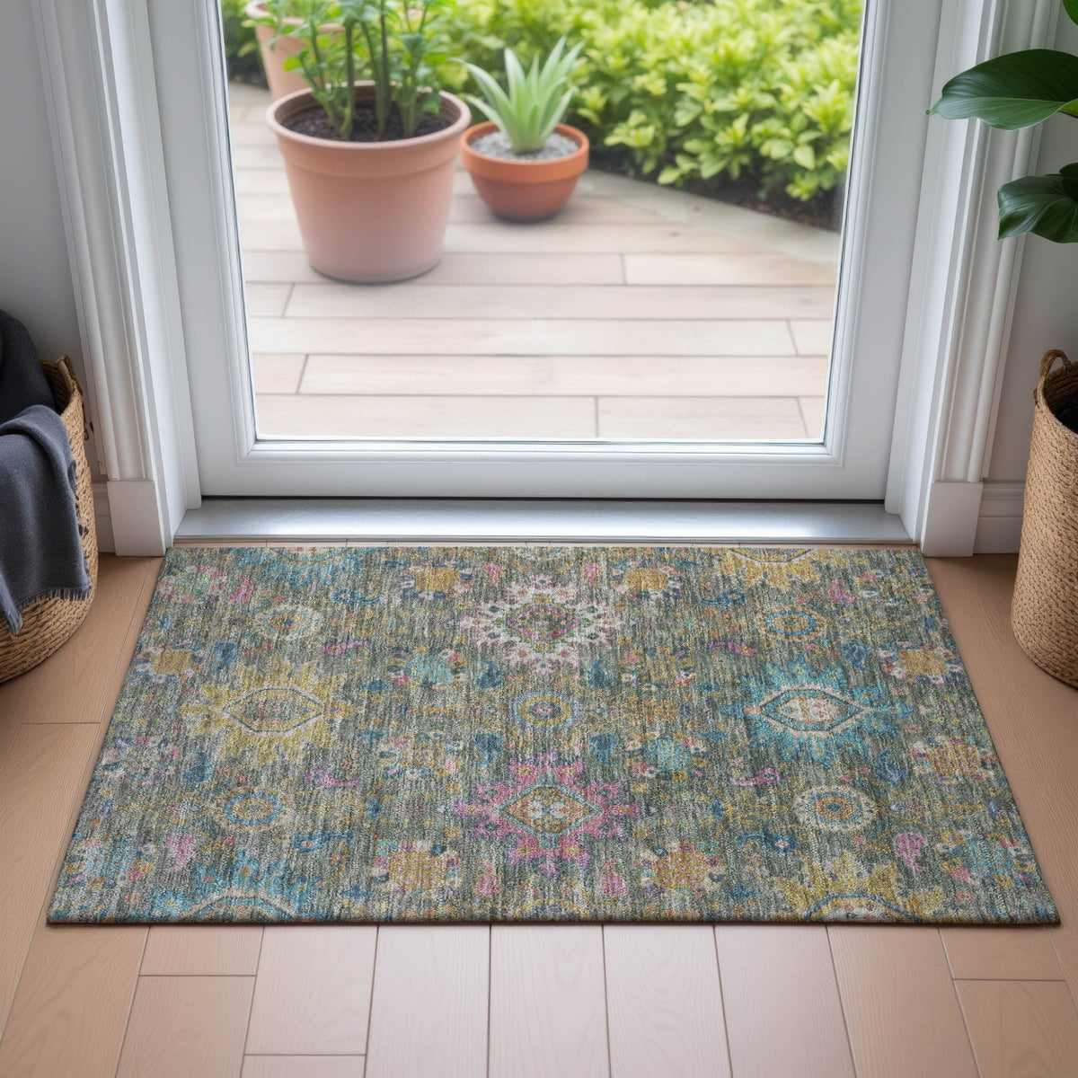 Addison Chantille ACN2151 Medallions Machine Made Traditional Aloe Rug