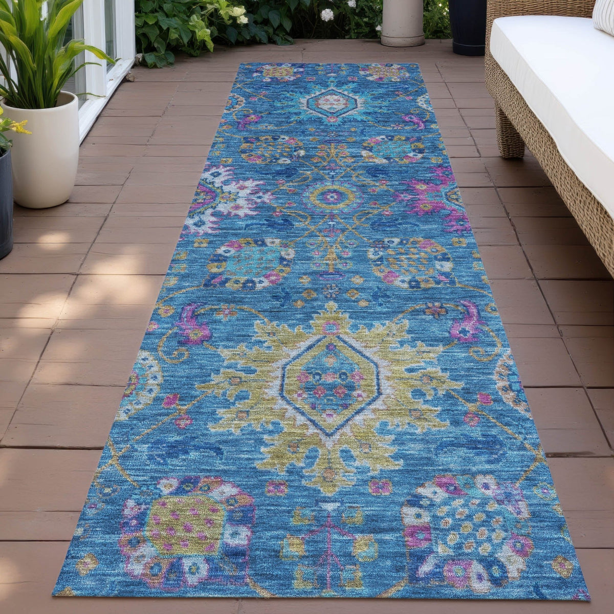 Addison Chantille ACN2151 Medallions Machine Made Traditional Blue Rug