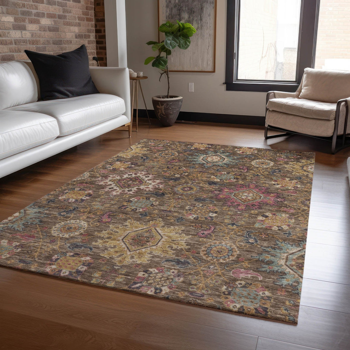 Addison Chantille ACN2151 Medallions Machine Made Traditional Chocolate Rug