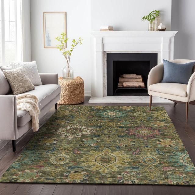 Addison Chantille ACN2151 Medallions Machine Made Traditional Olive Rug