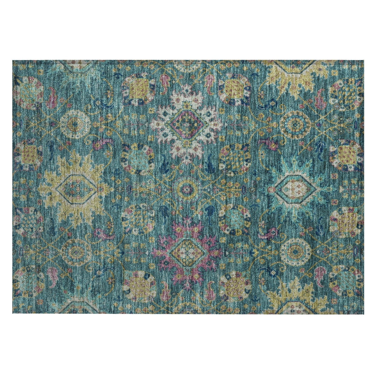 Addison Chantille ACN2151 Medallions Machine Made Traditional Teal Rug