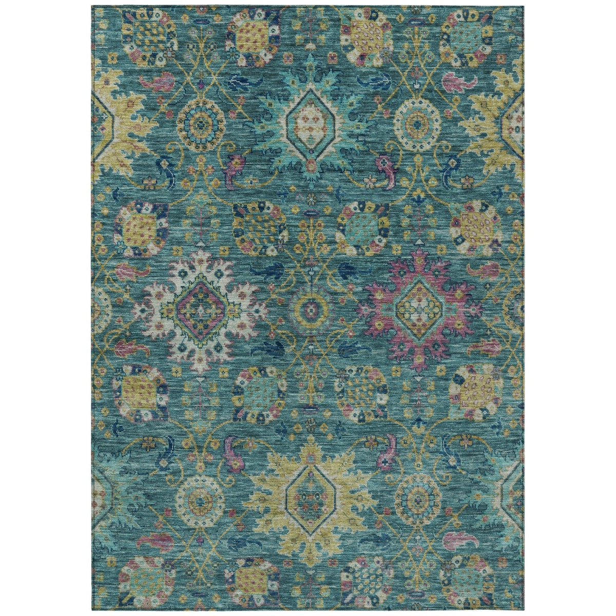 Addison Chantille ACN2151 Medallions Machine Made Traditional Teal Rug