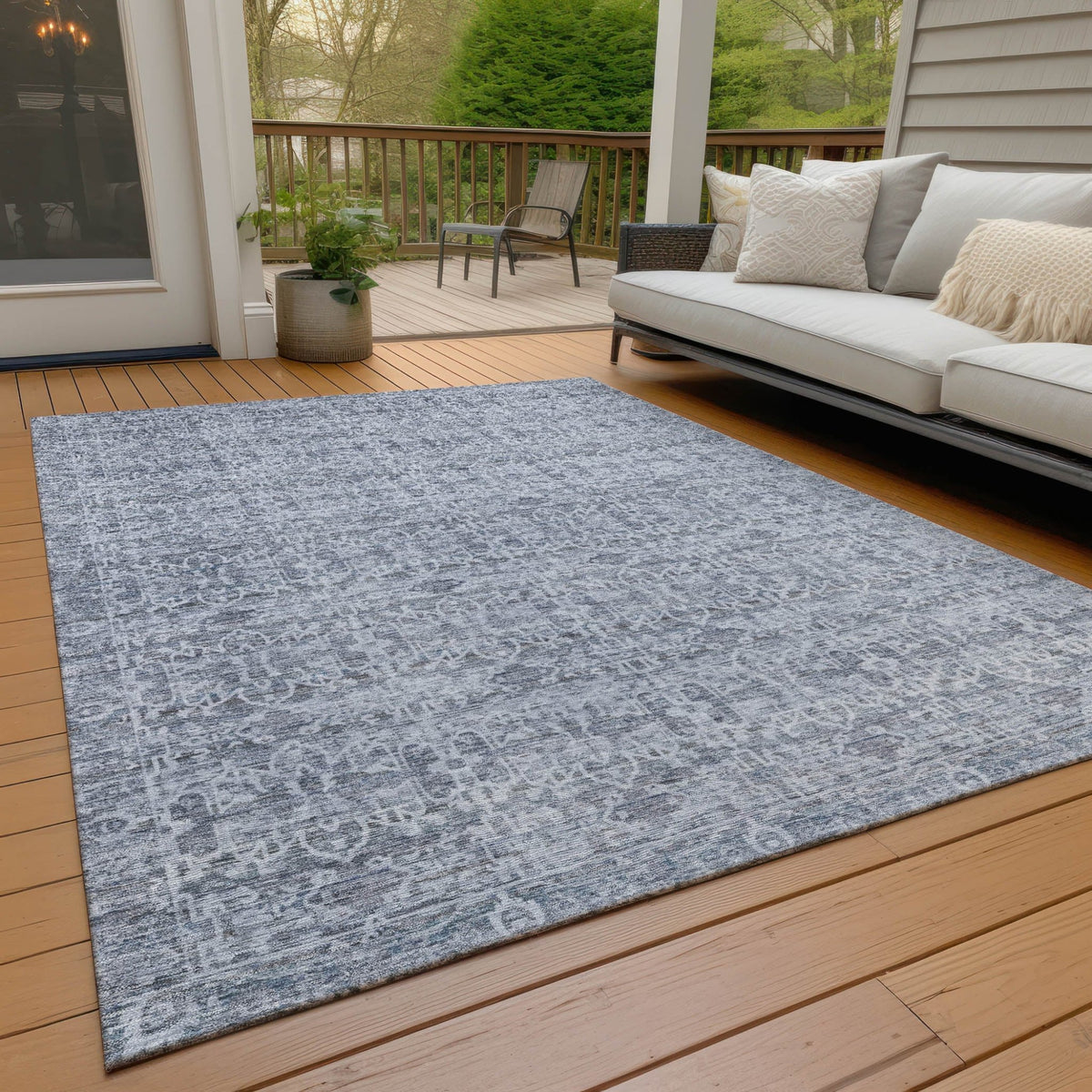 Addison Chantille ACN2152 Stripes Machine Made Transitional Blue Rug