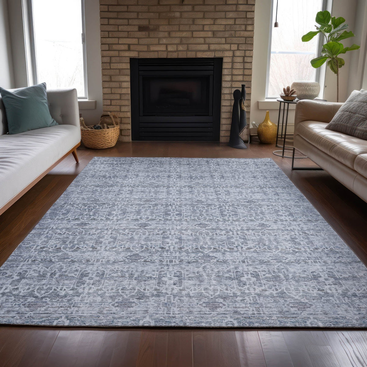 Addison Chantille ACN2152 Stripes Machine Made Transitional Blue Rug