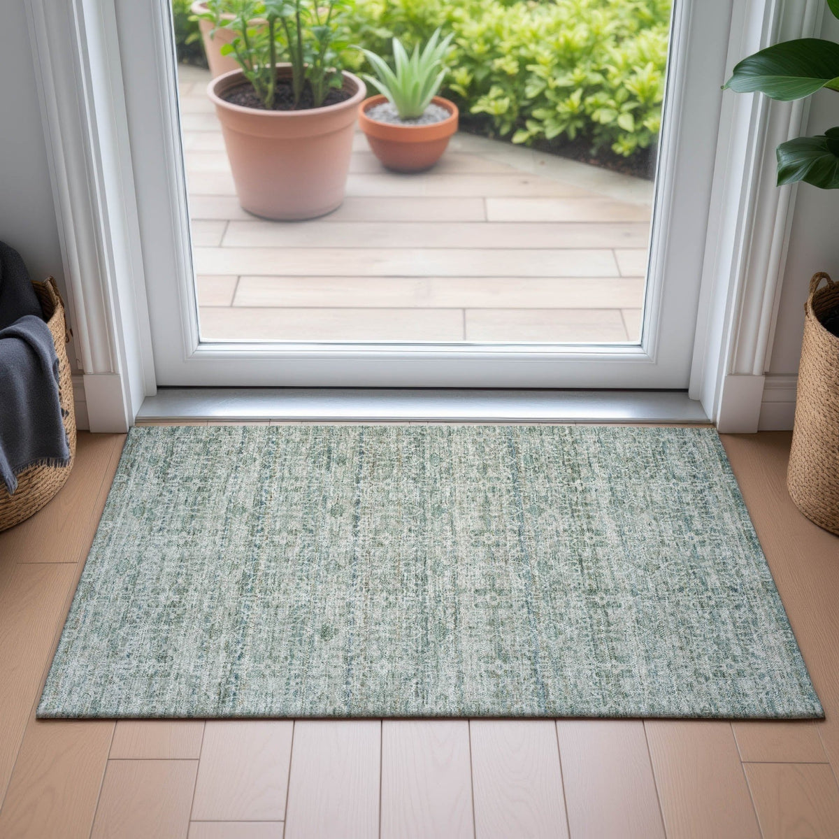 Addison Chantille ACN2152 Stripes Machine Made Transitional Teal Rug