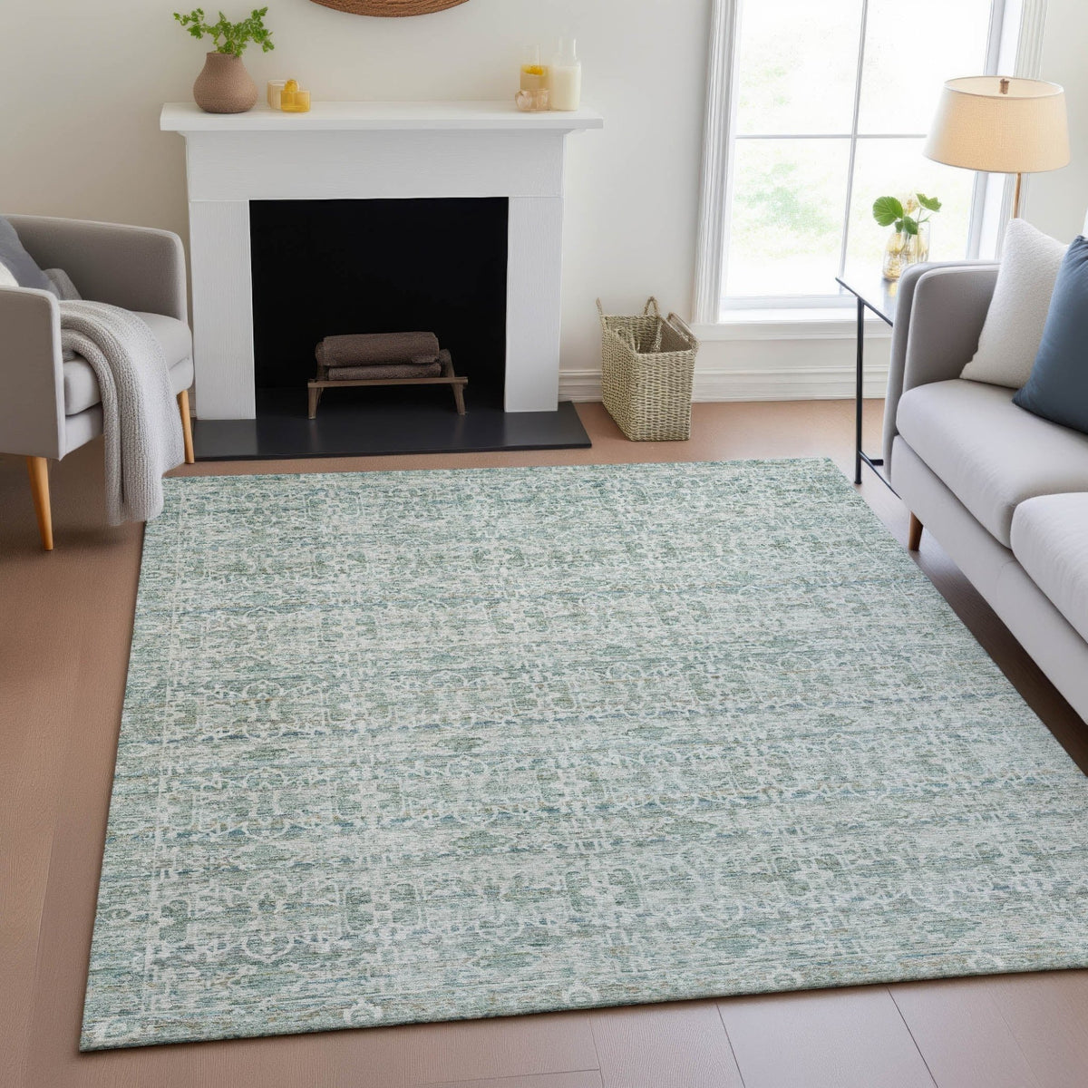 Addison Chantille ACN2152 Stripes Machine Made Transitional Teal Rug