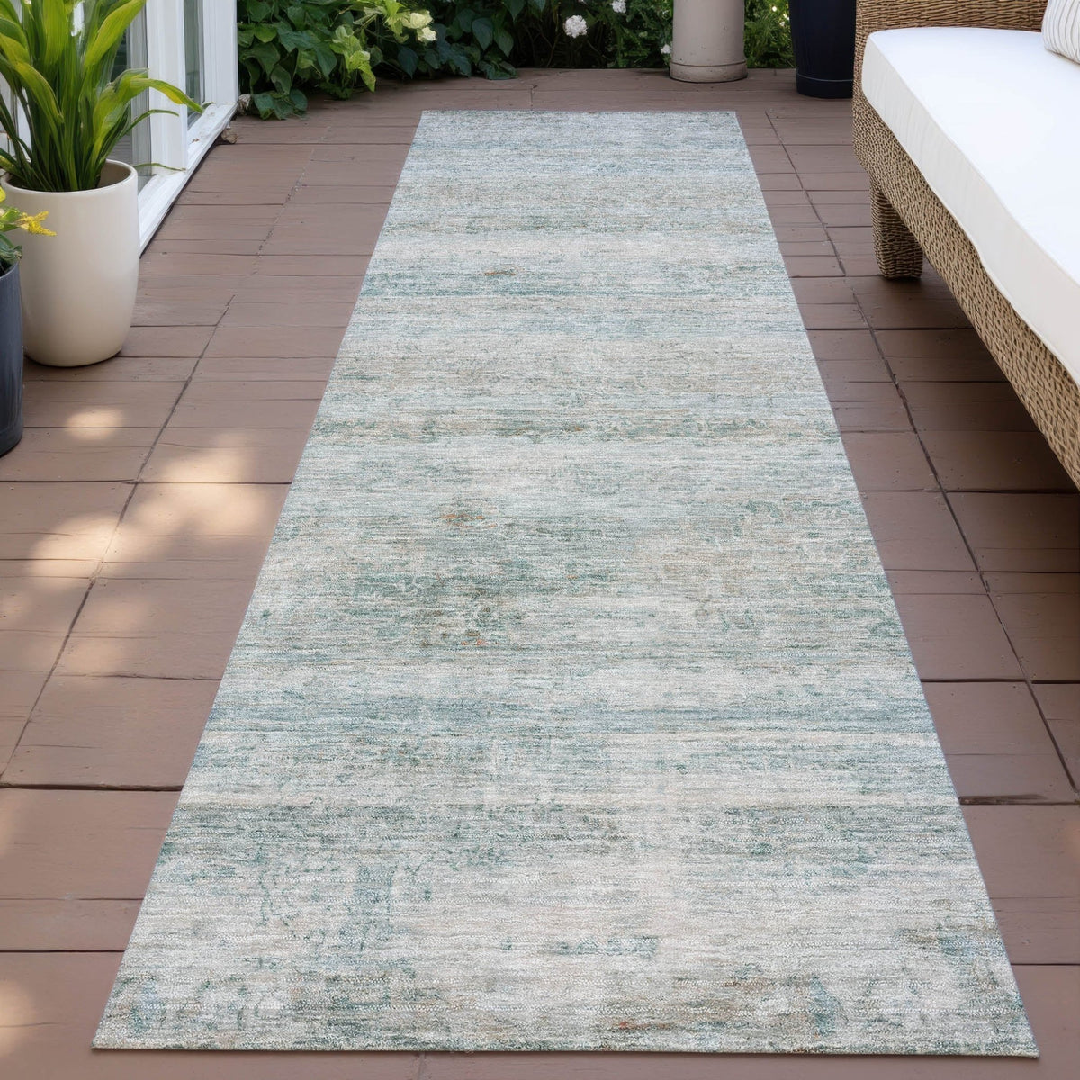 Addison Chantille ACN2154 Stripes Machine Made Transitional Aqua Rug