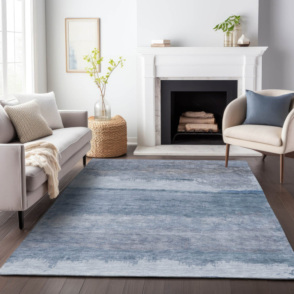 Addison Chantille ACN2156 Modern Machine Made Transitional Blue Rug