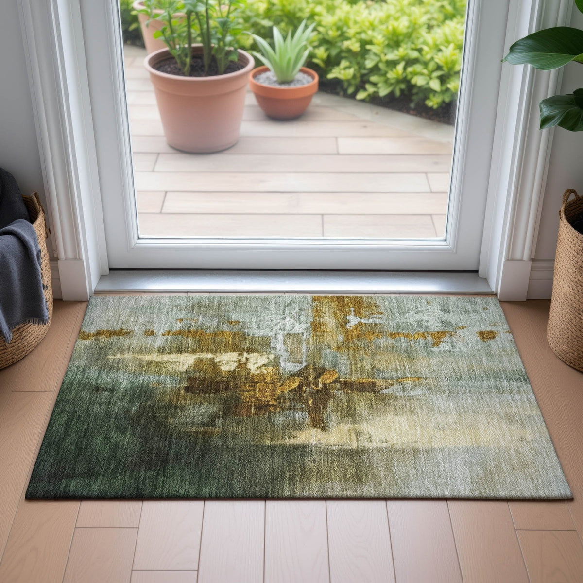 Addison Chantille ACN2157 Abstract Machine Made Transitional Brown Rug