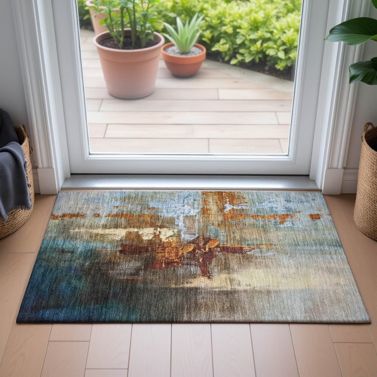 Addison Chantille ACN2157 Abstract Machine Made Transitional Paprika Rug