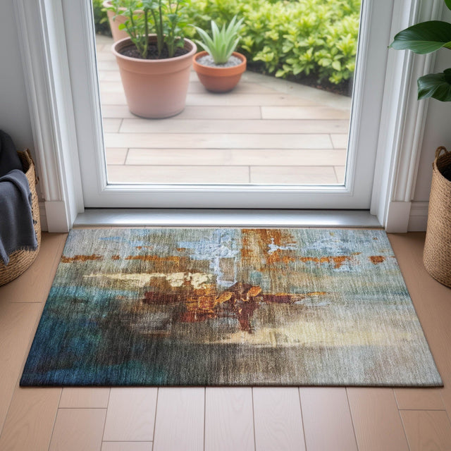 Addison Chantille ACN2157 Abstract Machine Made Transitional Paprika Rug