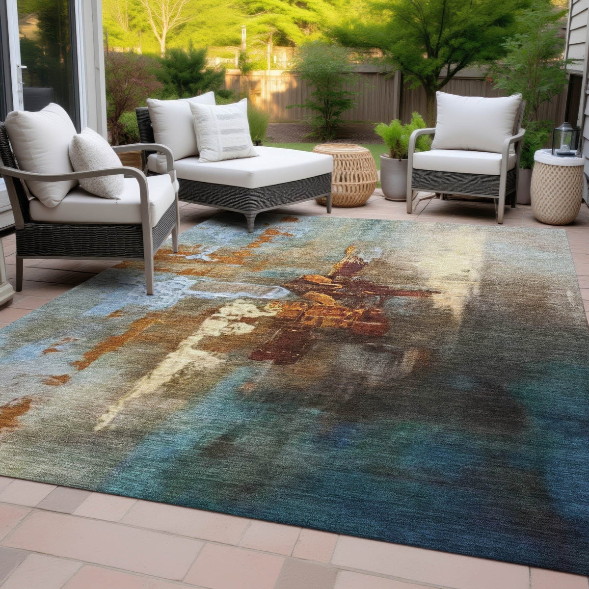 Addison Chantille ACN2157 Abstract Machine Made Transitional Paprika Rug