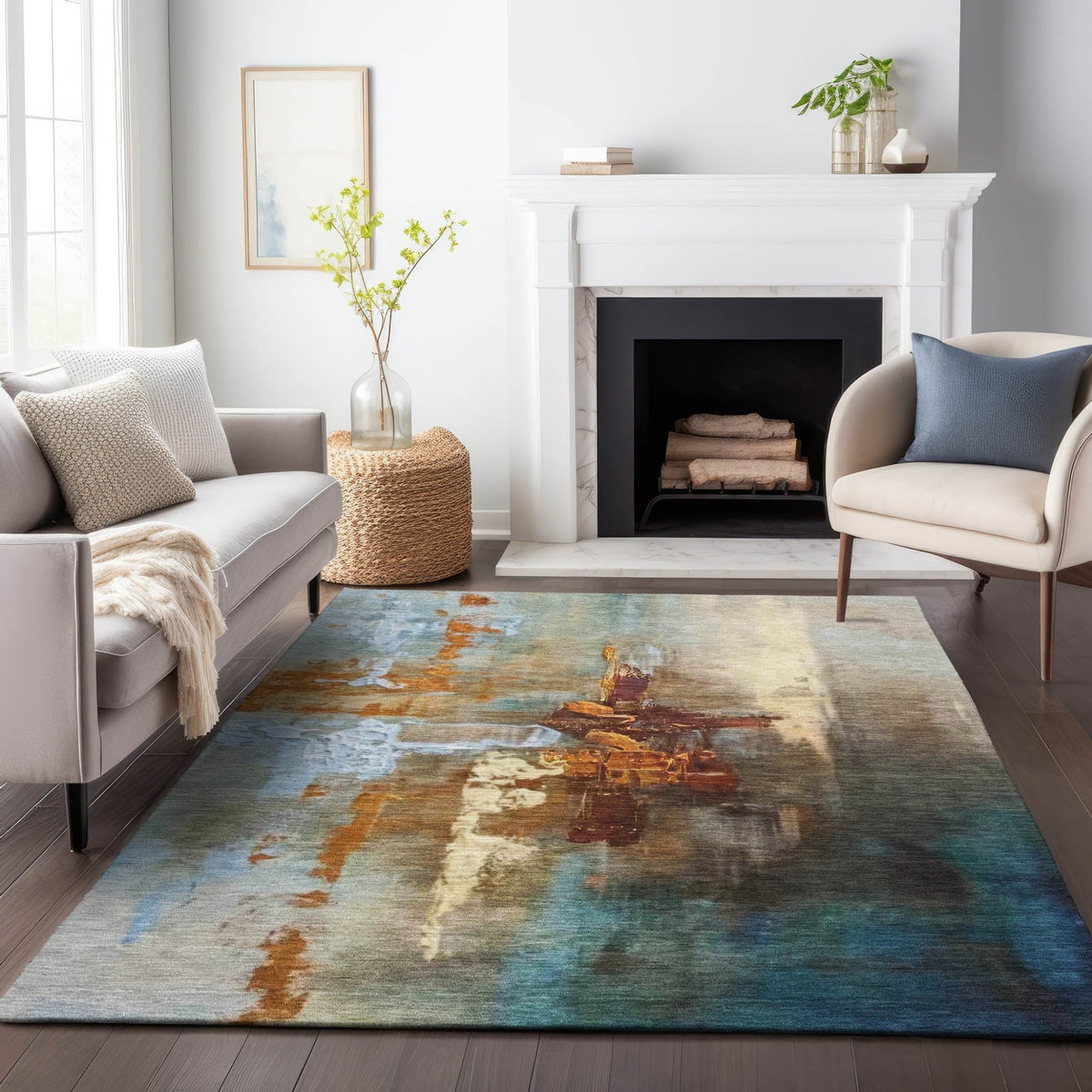 Addison Chantille ACN2157 Abstract Machine Made Transitional Paprika Rug