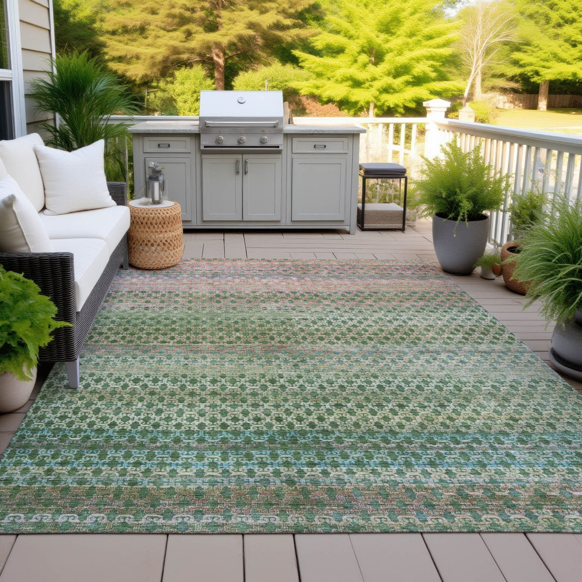 Addison Chantille ACN2158 Abstract Machine Made Transitional Aloe Rug