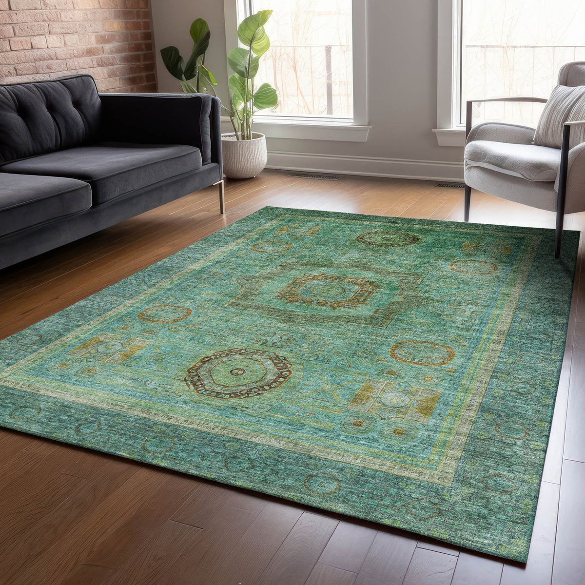 Addison Chantille ACN2159 Global Machine Made Traditional Green Rug