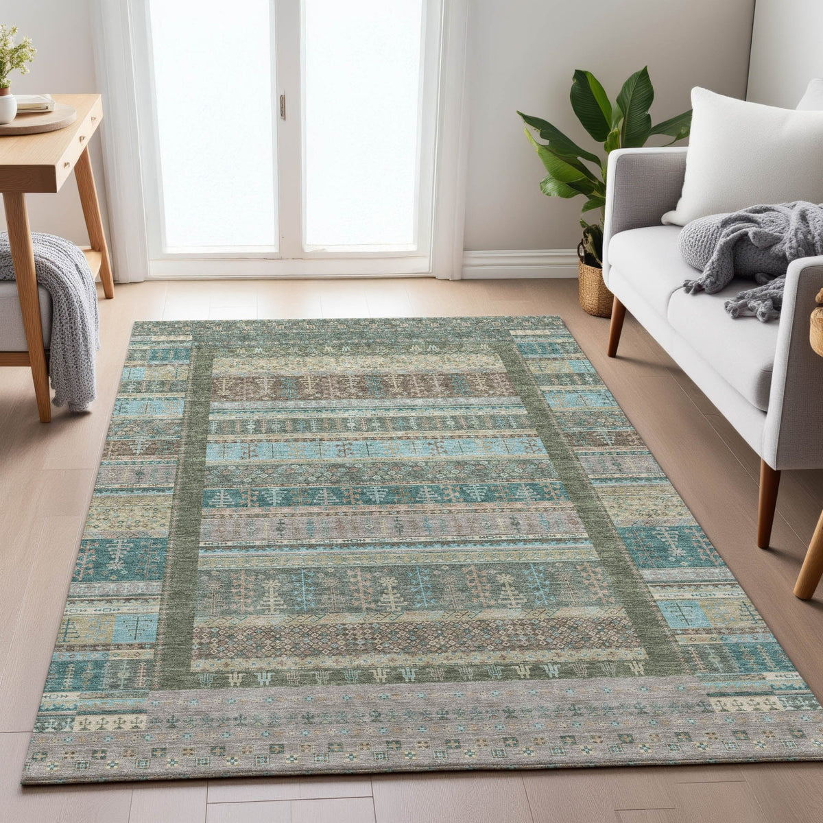 Addison Chantille ACN2160 Stripes Machine Made Transitional Aloe Rug