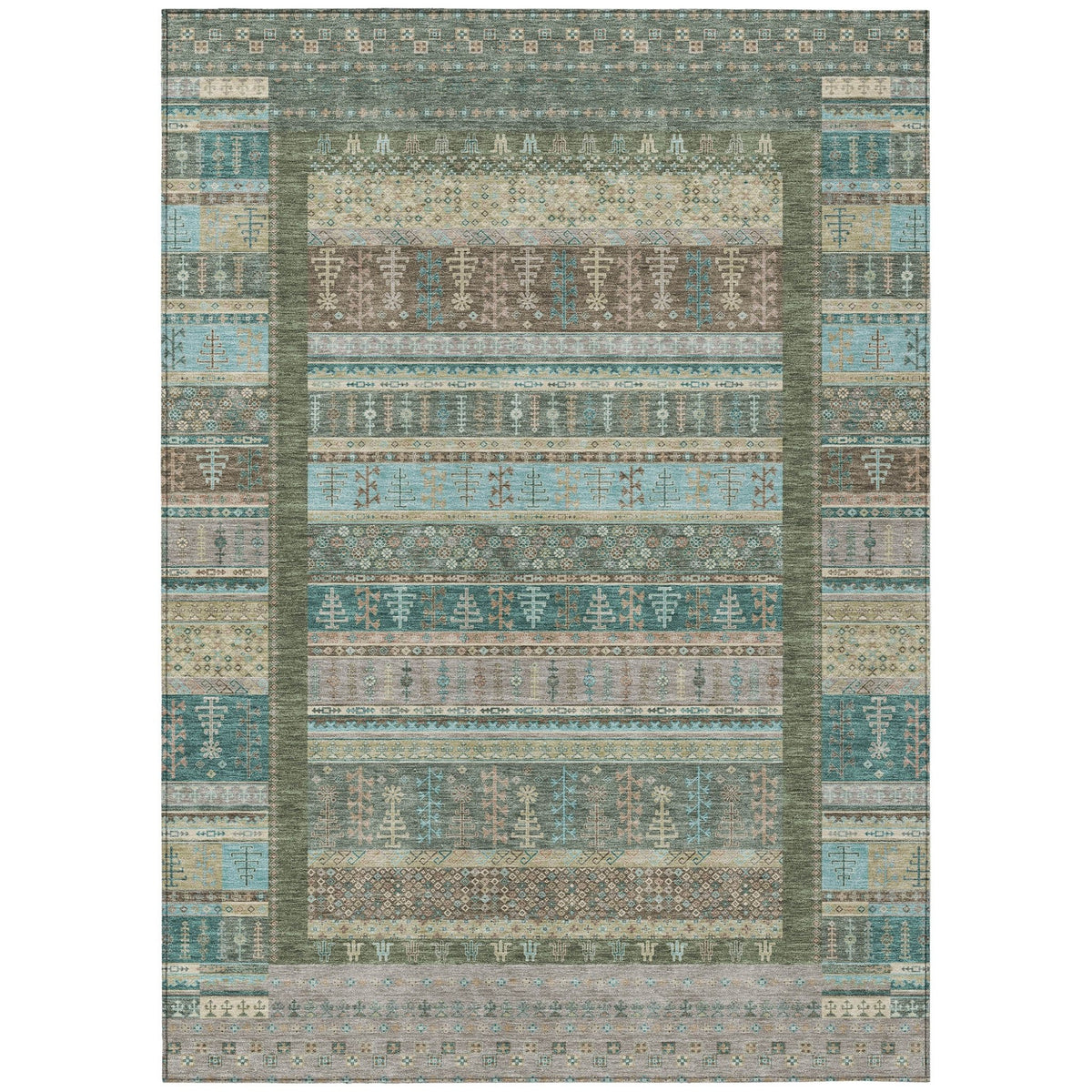 Addison Chantille ACN2160 Stripes Machine Made Transitional Aloe Rug