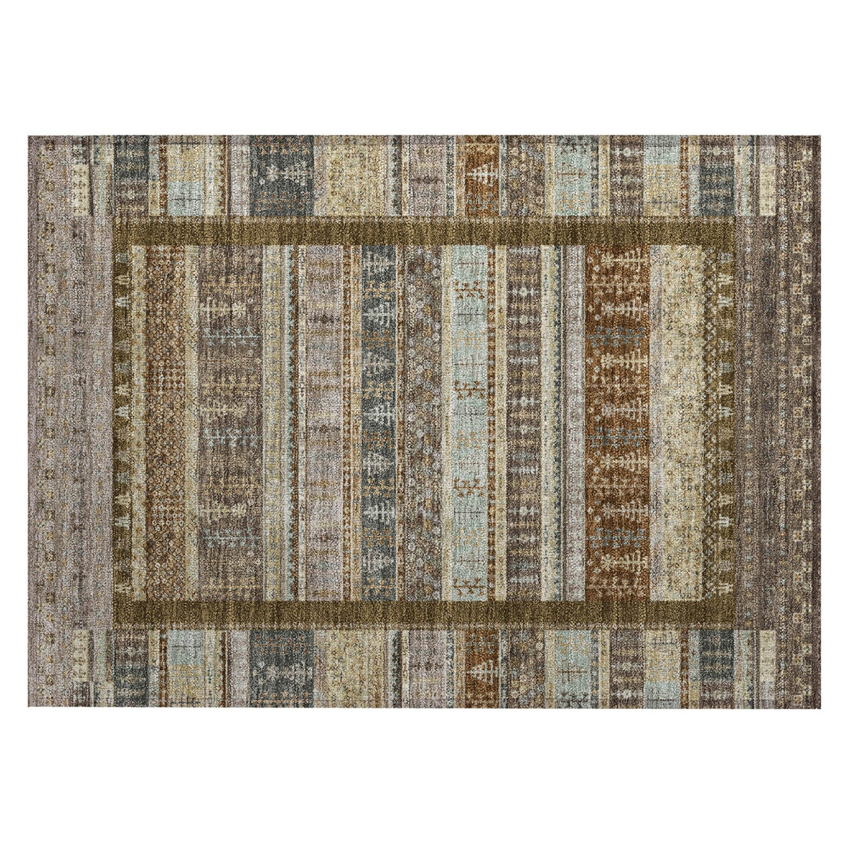 Addison Chantille ACN2160 Stripes Machine Made Transitional Brown Rug