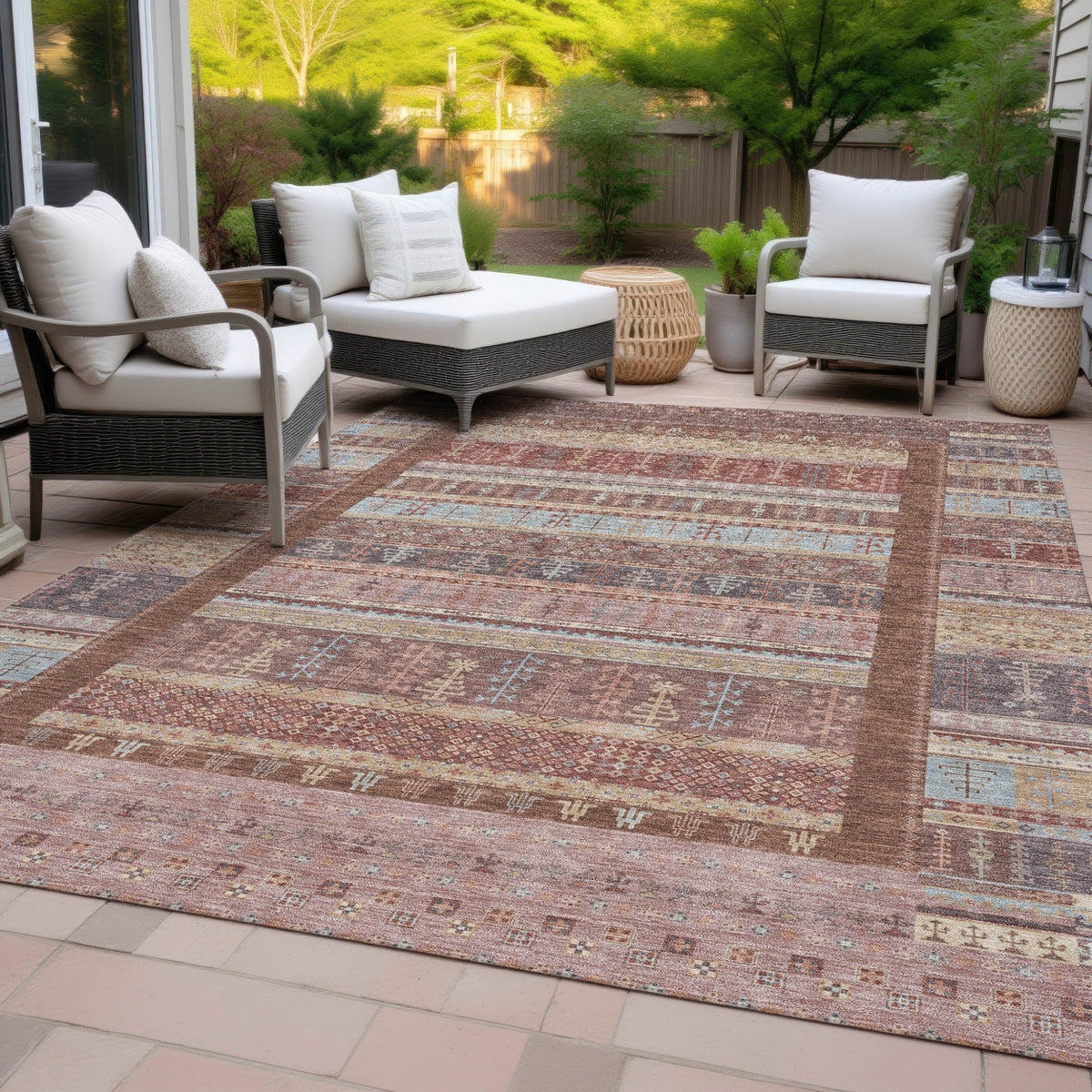 Addison Chantille ACN2160 Stripes Machine Made Transitional Paprika Rug