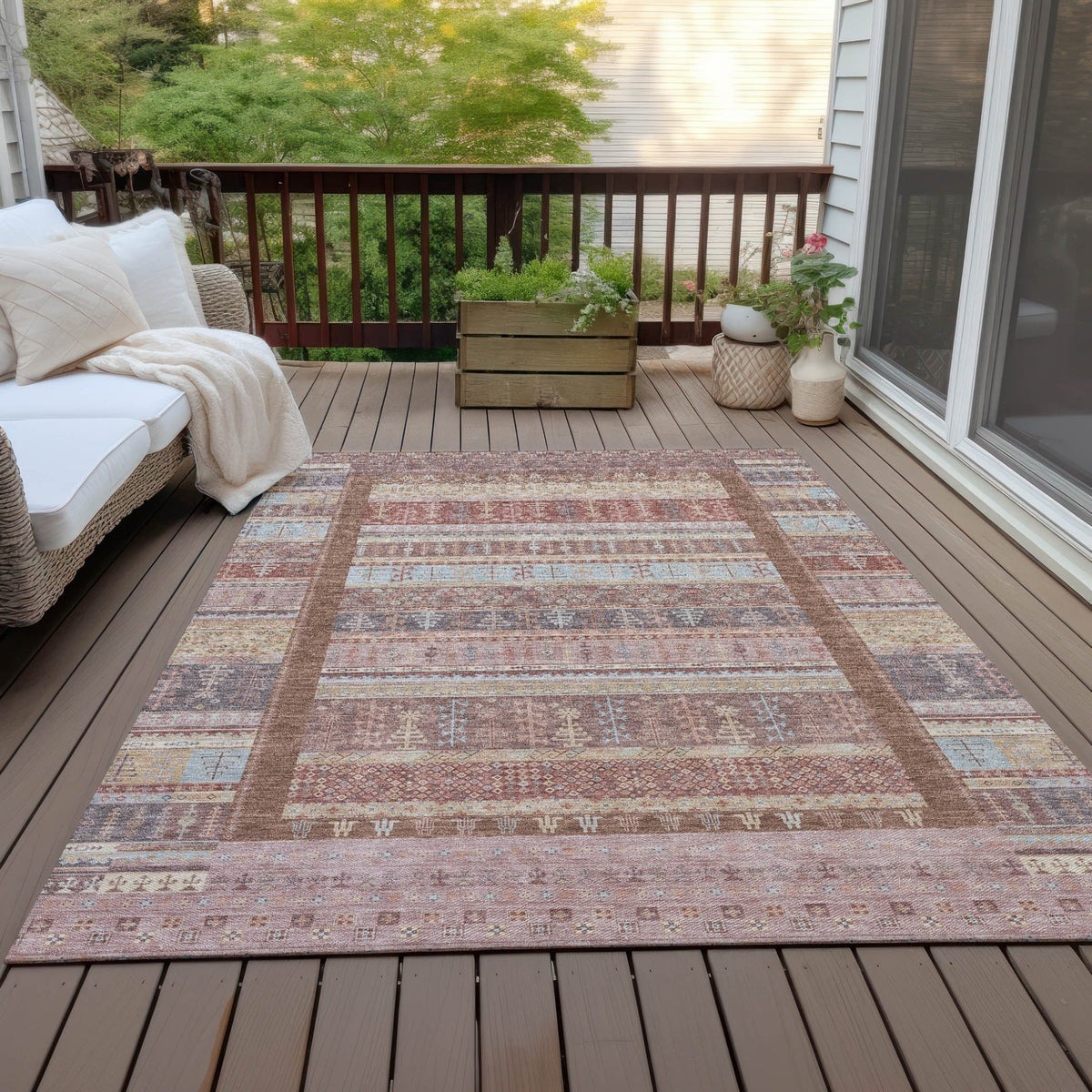 Addison Chantille ACN2160 Stripes Machine Made Transitional Paprika Rug