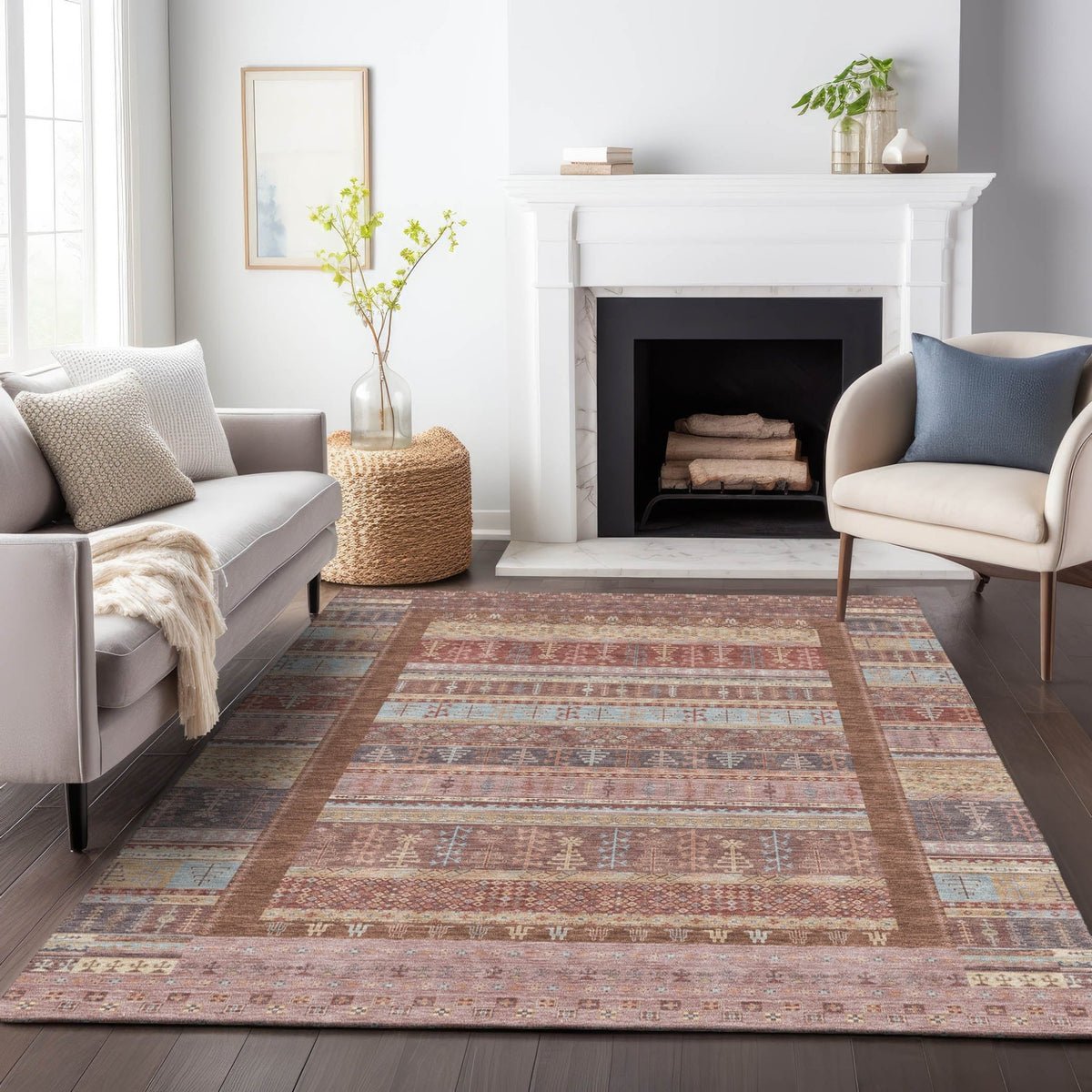 Addison Chantille ACN2160 Stripes Machine Made Transitional Paprika Rug