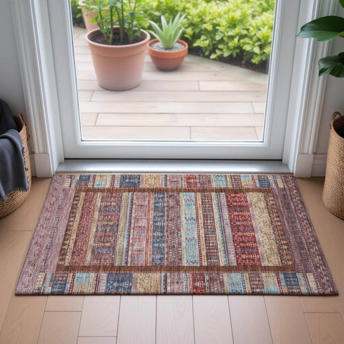 Addison Chantille ACN2160 Stripes Machine Made Transitional Red Rug