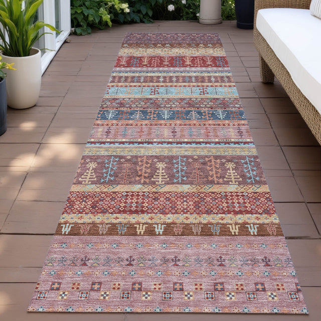 Addison Chantille ACN2160 Stripes Machine Made Transitional Red Rug
