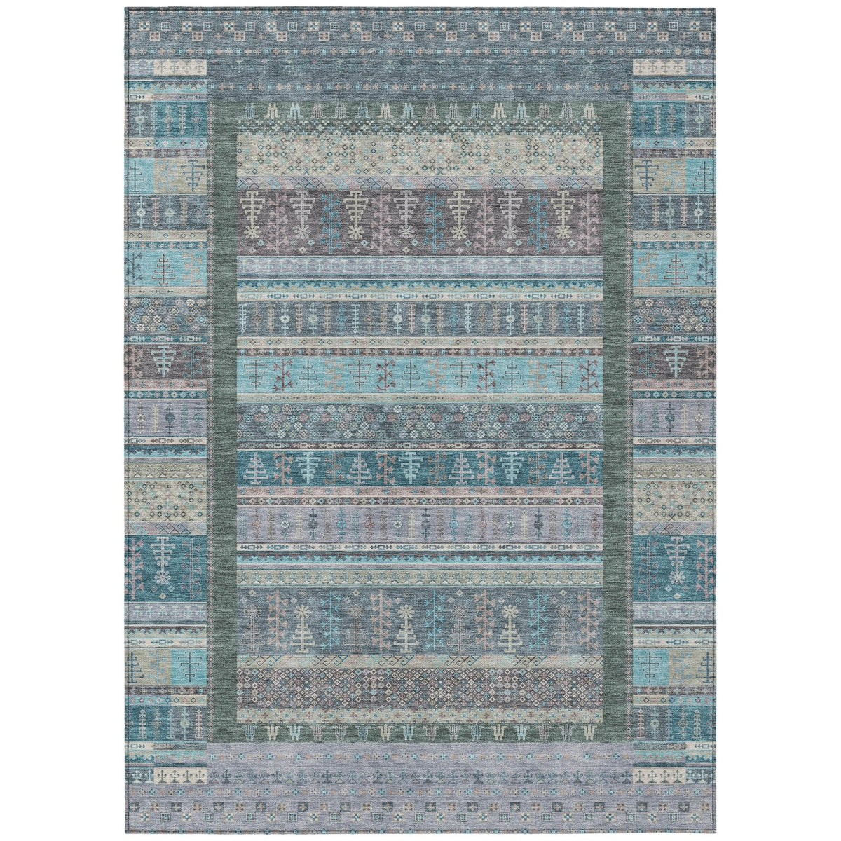 Addison Chantille ACN2160 Stripes Machine Made Transitional Teal Rug