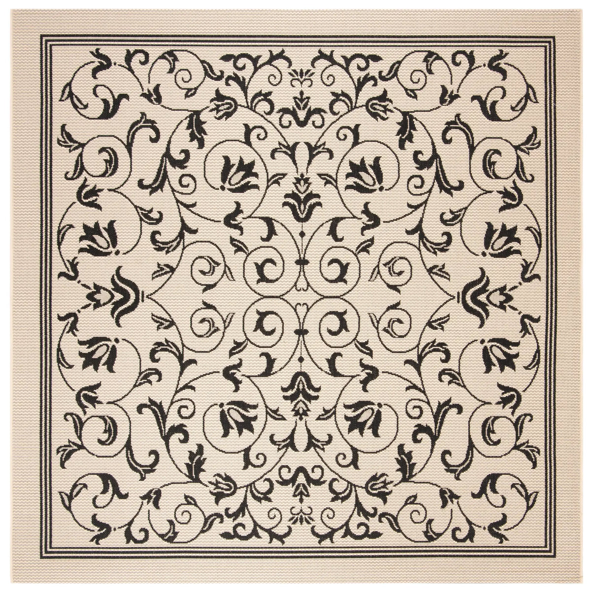 Safavieh Courtyard 6'-7" x 6'-7" Rug in Sand / Black