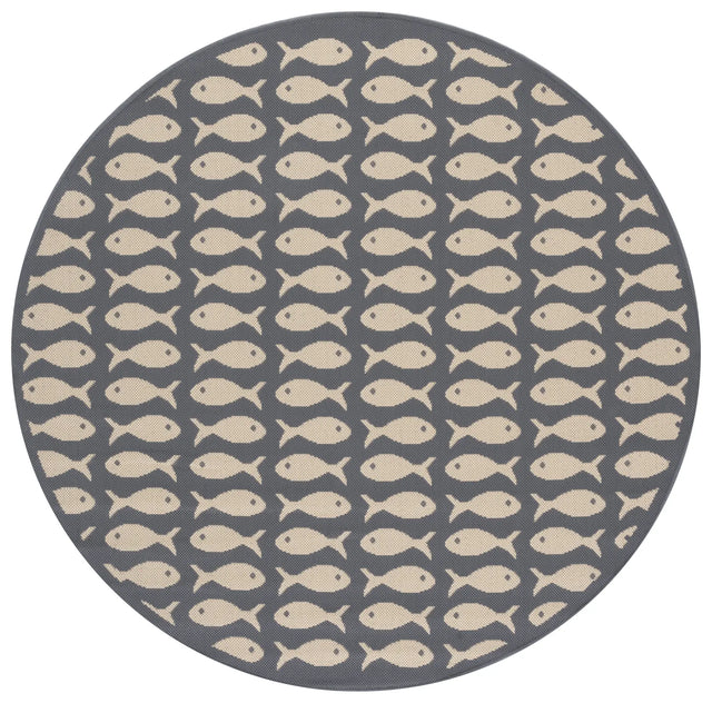 Safavieh Courtyard 5'-3" x 5'-3" Rug in Grey / Beige