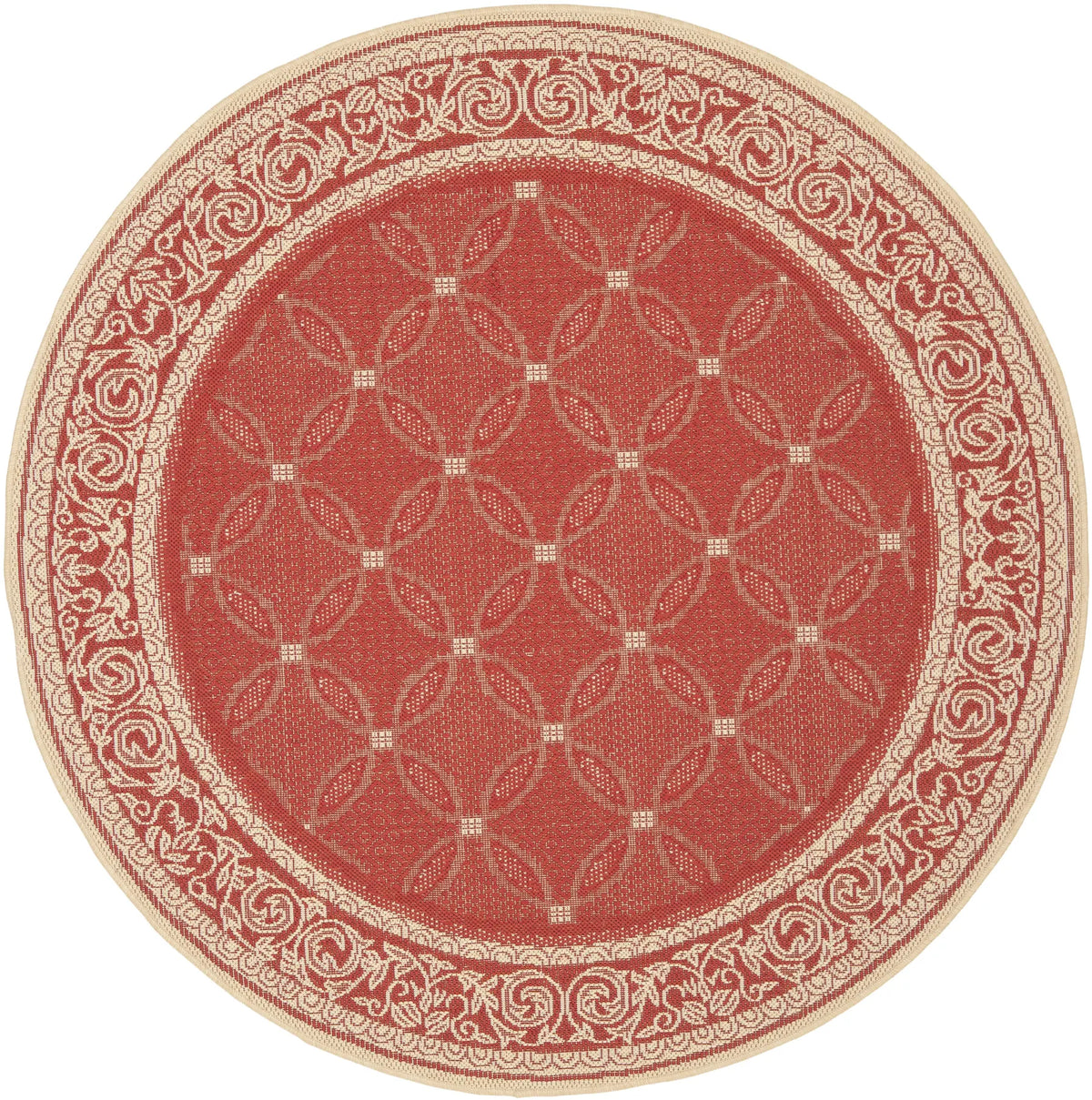 Safavieh Courtyard 5'-3" x 5'-3" Rug in Red / Natural
