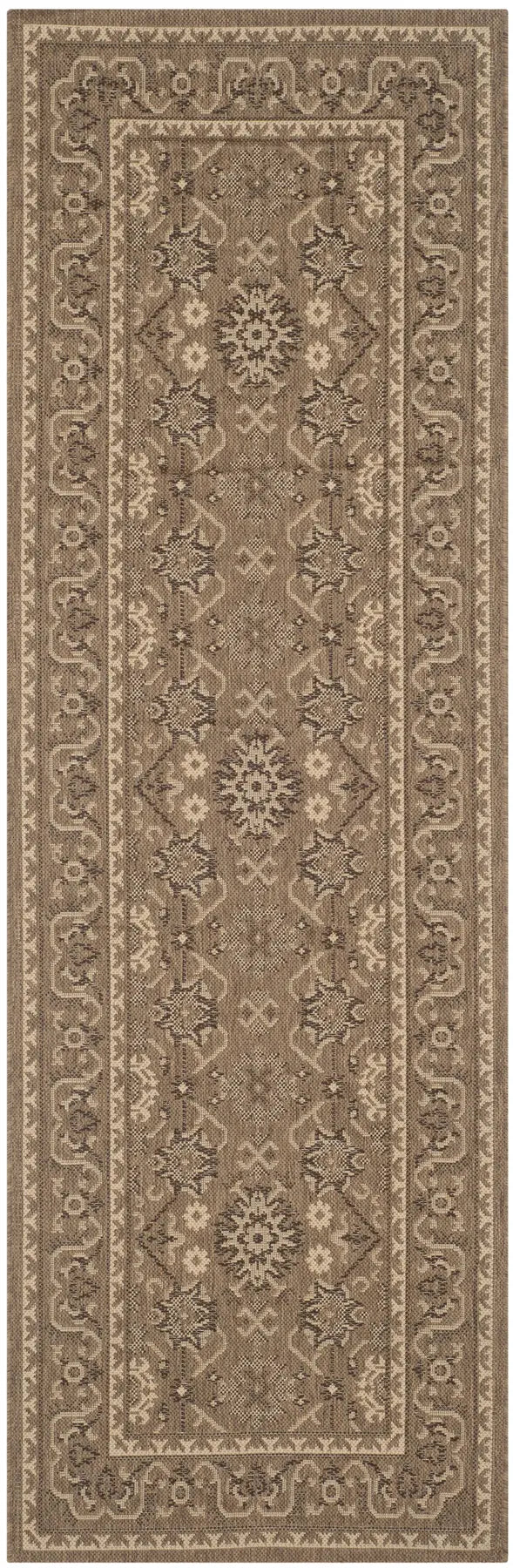 Safavieh Courtyard 2'-7" x 8'-2" Rug in Brown / Creme