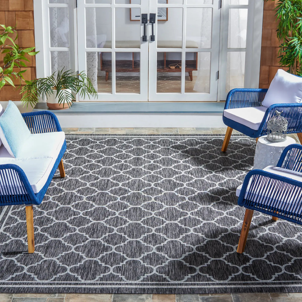Safavieh Courtyard 8'-0" x 10'-0" Rug in Black Charcoal