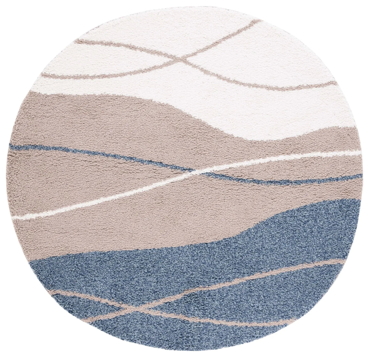 Safavieh Calico Shag 6'-7" x 6'-7" Rug in Taupe / Blue