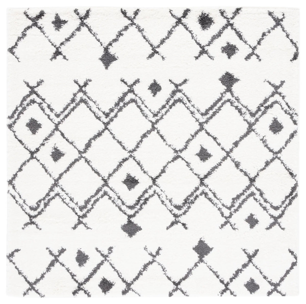 Safavieh Berber Shag 5'-1" x 5'-1" Rug in Ivory / Dark Grey