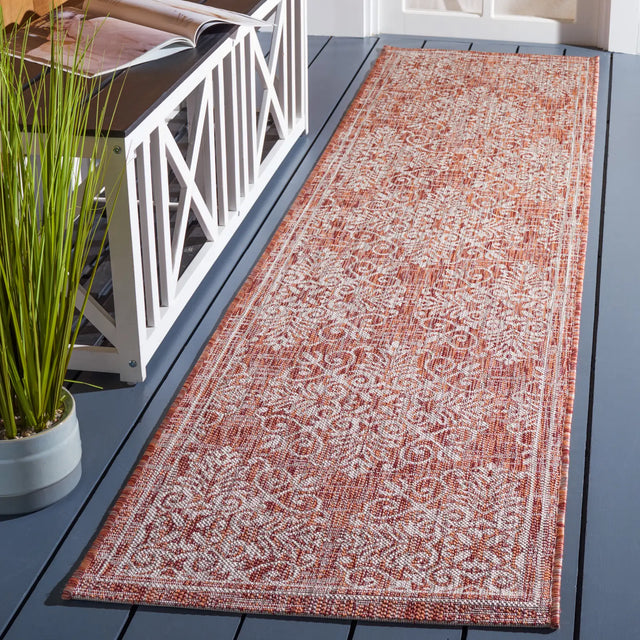 Safavieh Courtyard 2'-2" x 9'-0" Rug in Red / Ivory