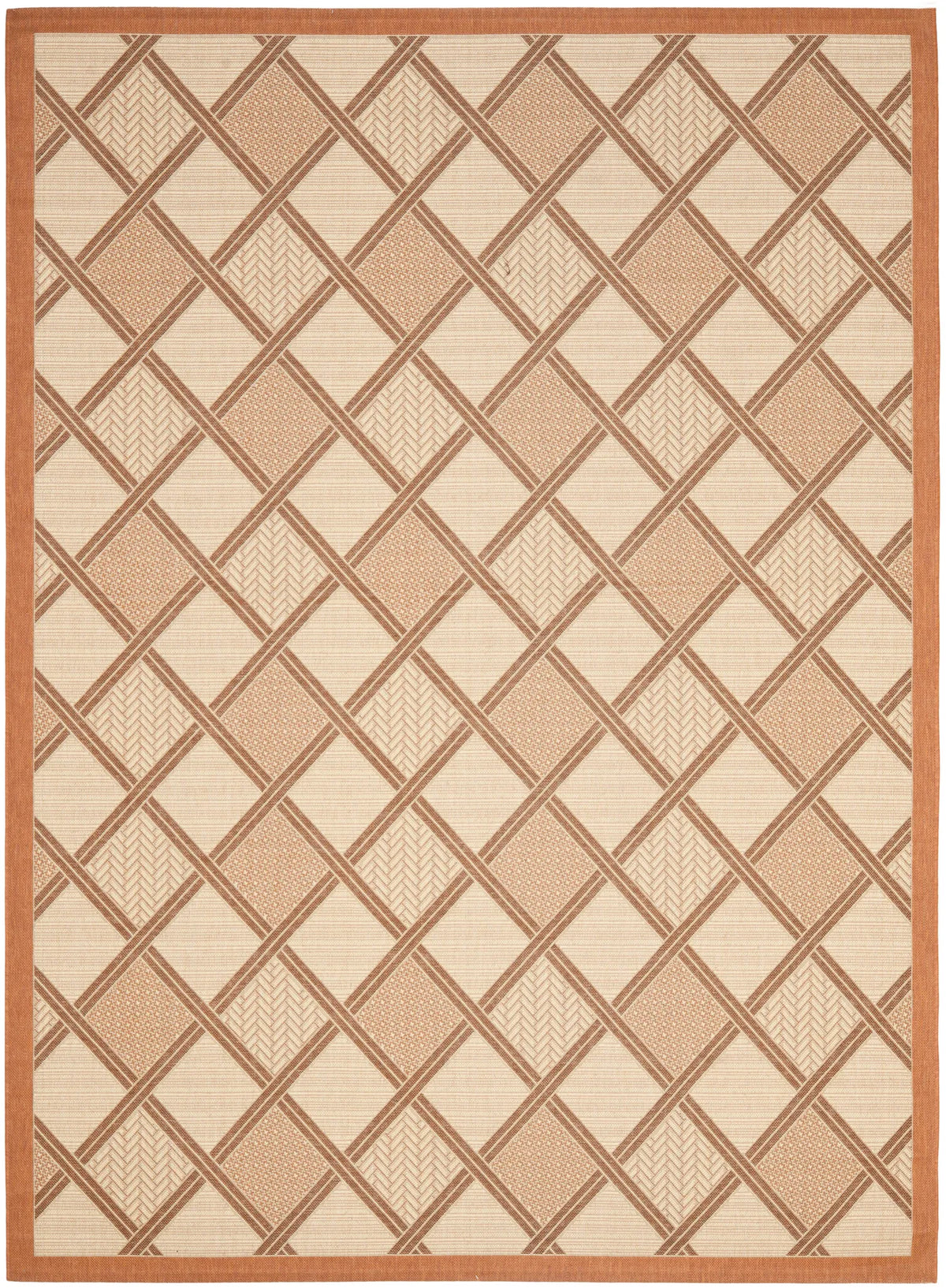 Safavieh Courtyard 6'-7" x 9'-6" Rug in Cream / Terracotta