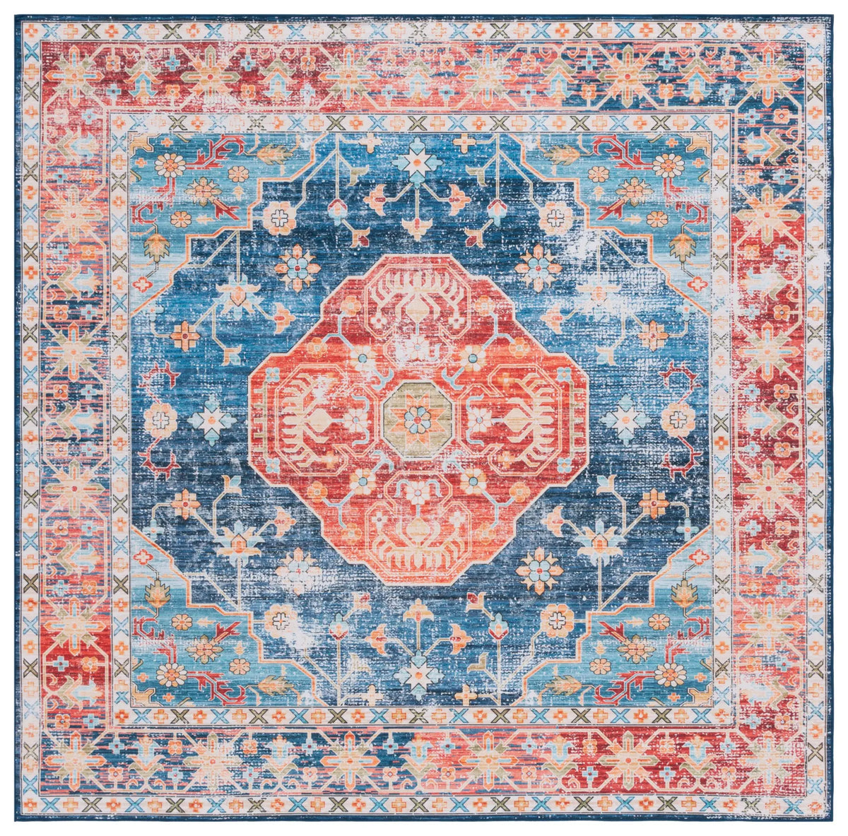 Safavieh Tucson 6'-0" x 6'-0" Rug in Rust / Blue
