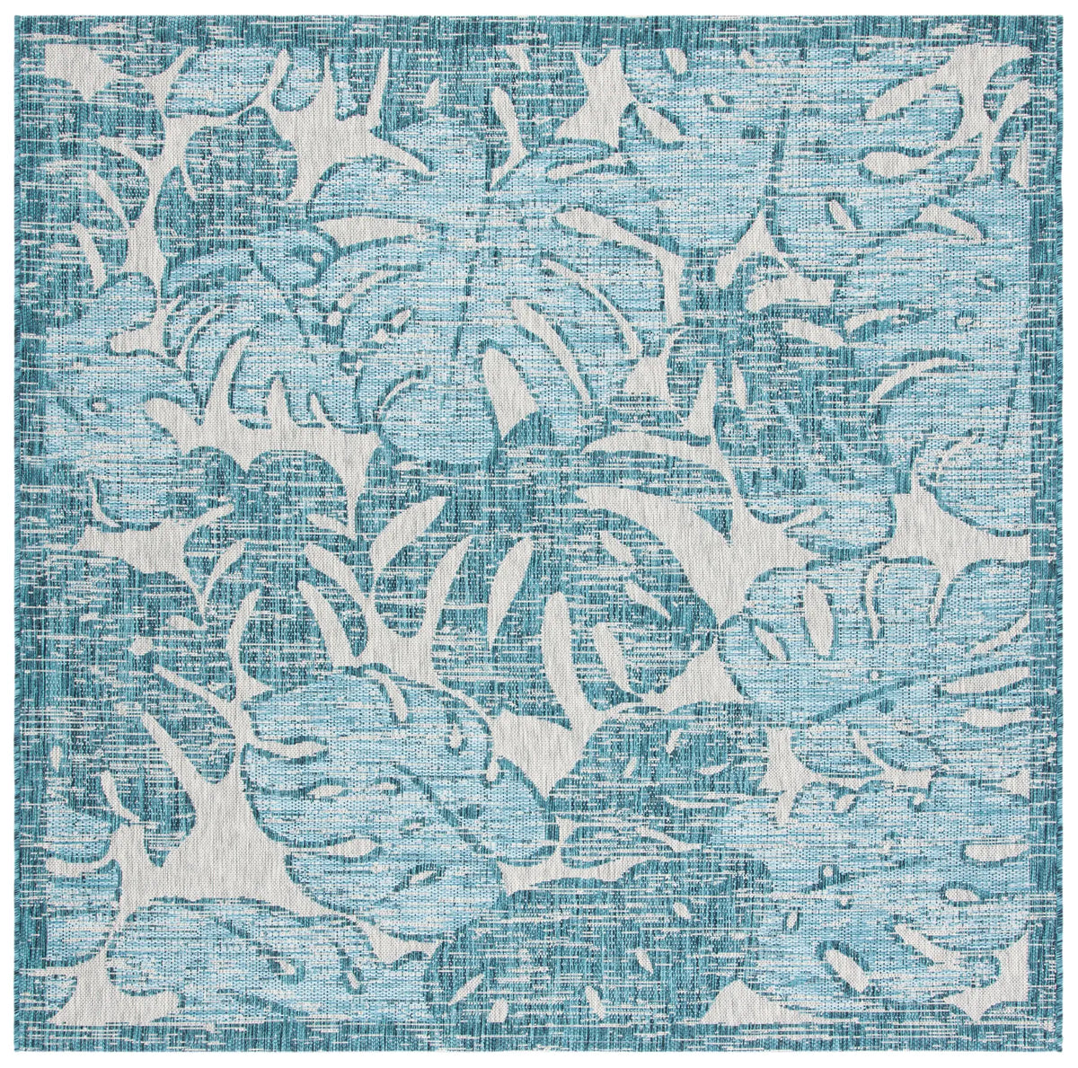 Safavieh Courtyard 6'-7" x 6'-7" Rug in Grey / Aqua
