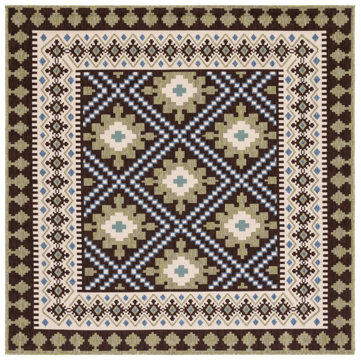 Safavieh Veranda 6'-7" x 6'-7" Rug in Chocolate / Green