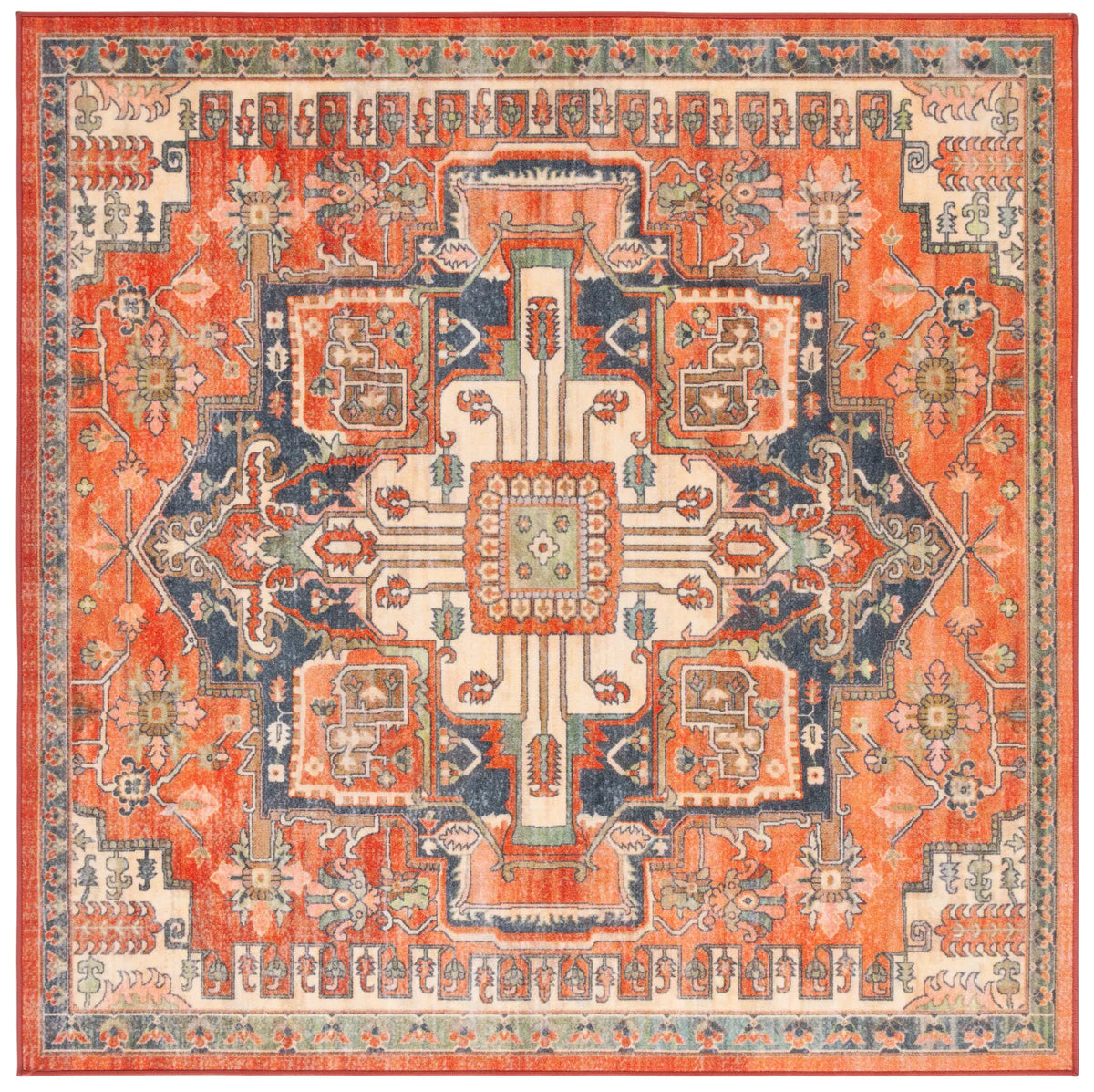 Safavieh Journey 6'-7" x 6'-7" Rug in Rust / Navy