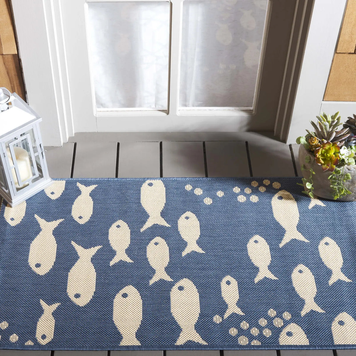 Safavieh Courtyard 2'-0" x 3'-7" Rug in Blue / Beige