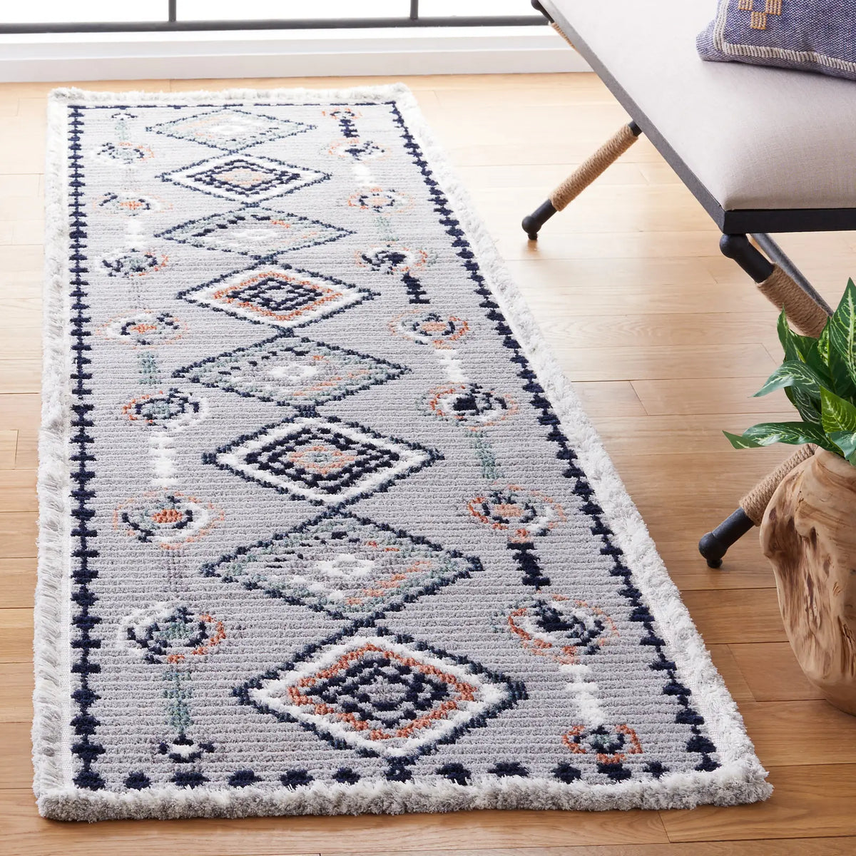 Safavieh Marrakesh 2'-2" x 8'-0" Rug in Grey / Blue Rust