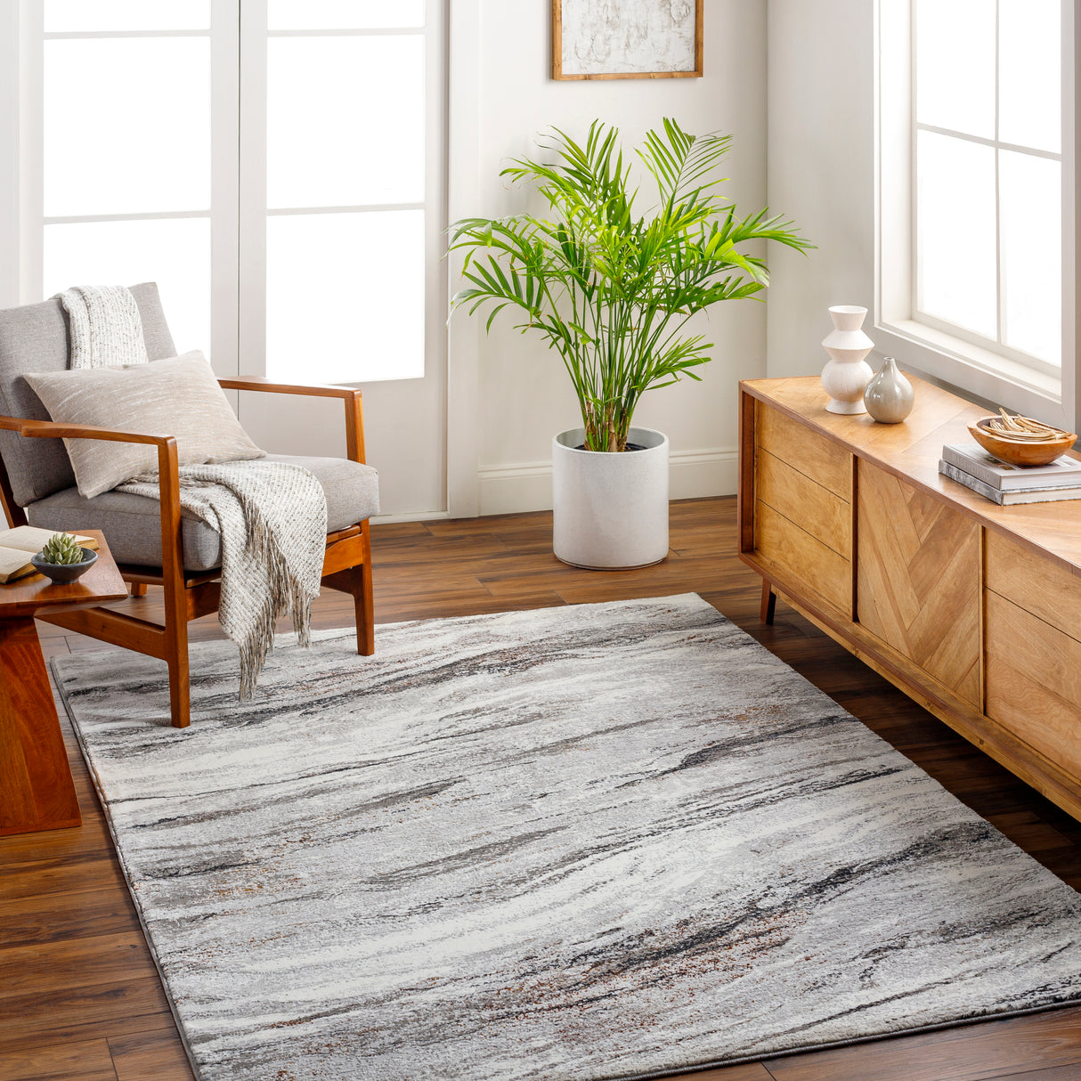 Surya Allegro Plus Agp-2307 Ivory, Charcoal, Light Gray, Black, Rust, Amber Rug.