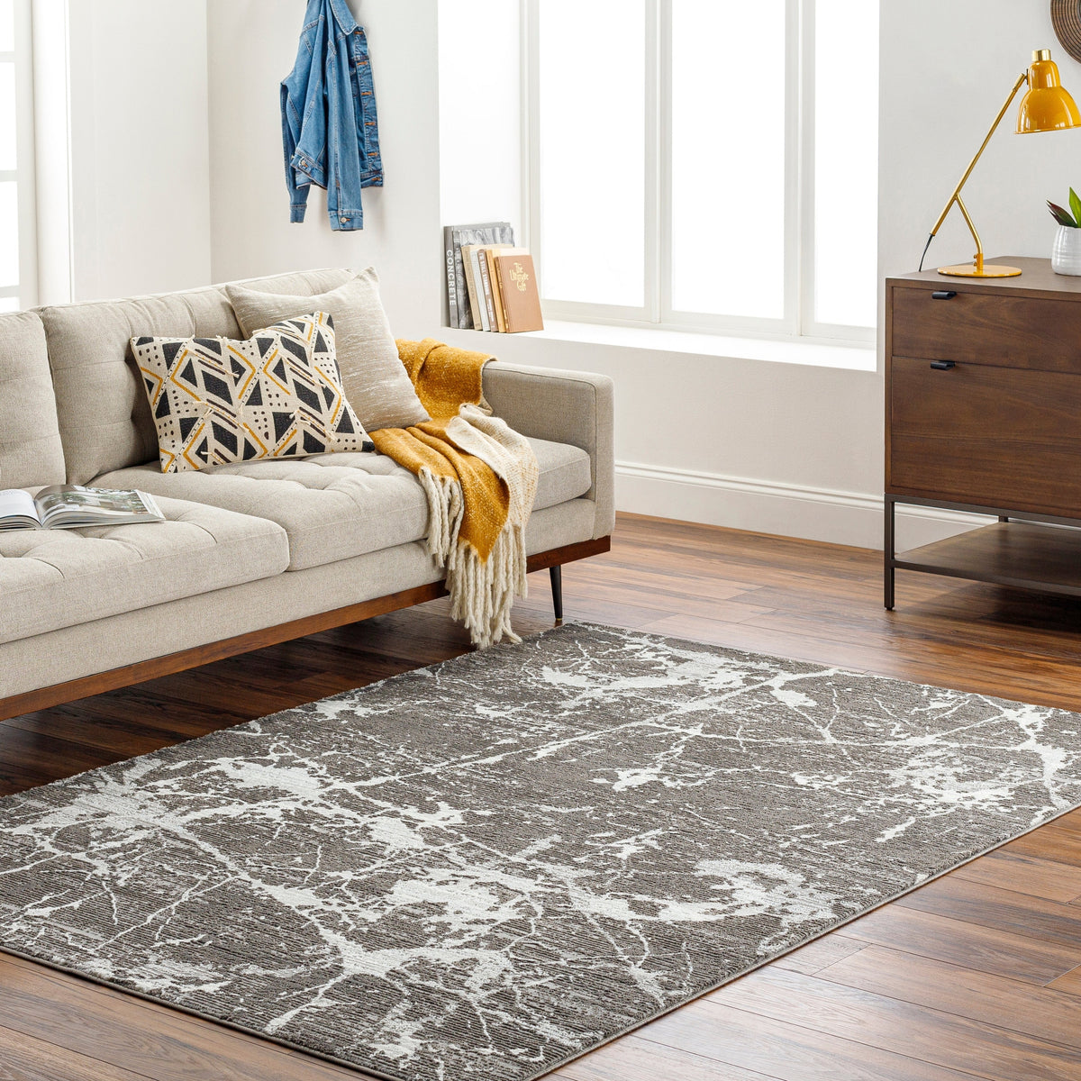 Surya Alder Ald-2312 Gray, Tan, Charcoal, Ivory, Cream, Taupe Rug.