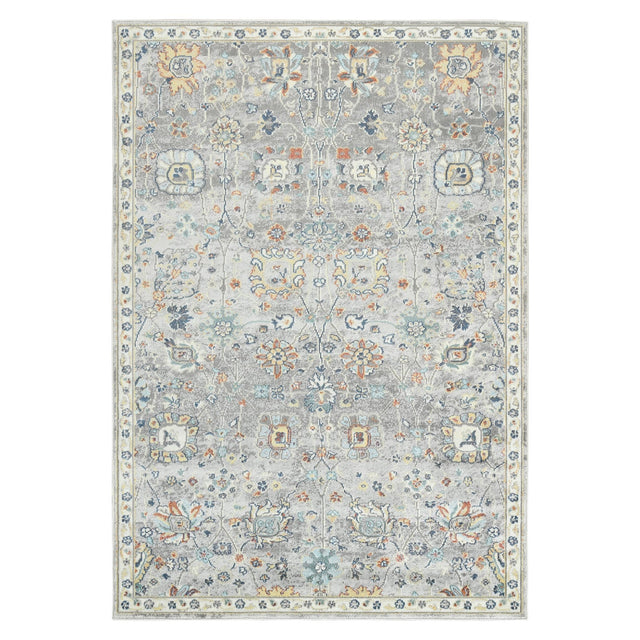 Amer Bohemian Classic Floral Indoor-Outdoor Gray Area Rug